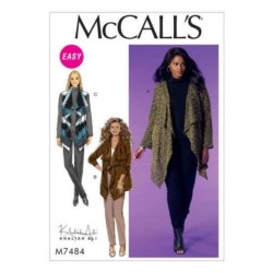 7484 McCalls Khaliah Ali Shaped Stretch Knit Loose Hankie Hem Cardigan, Vest Pattern 8-16 New